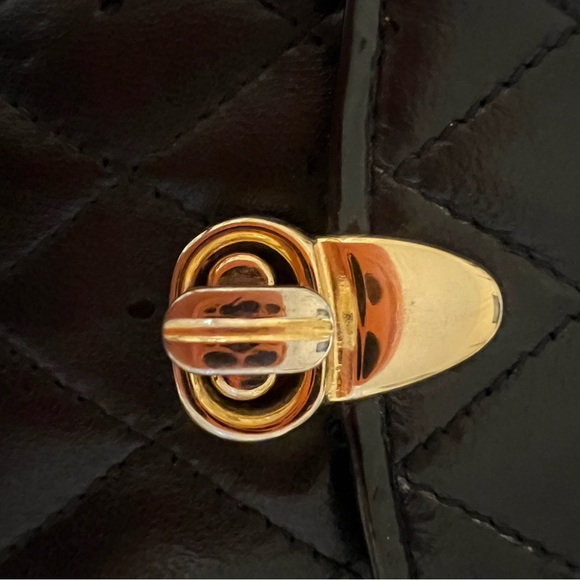 Vintage 50s Leather Bag with Clasp Made in Italy - Picture 9 of 12